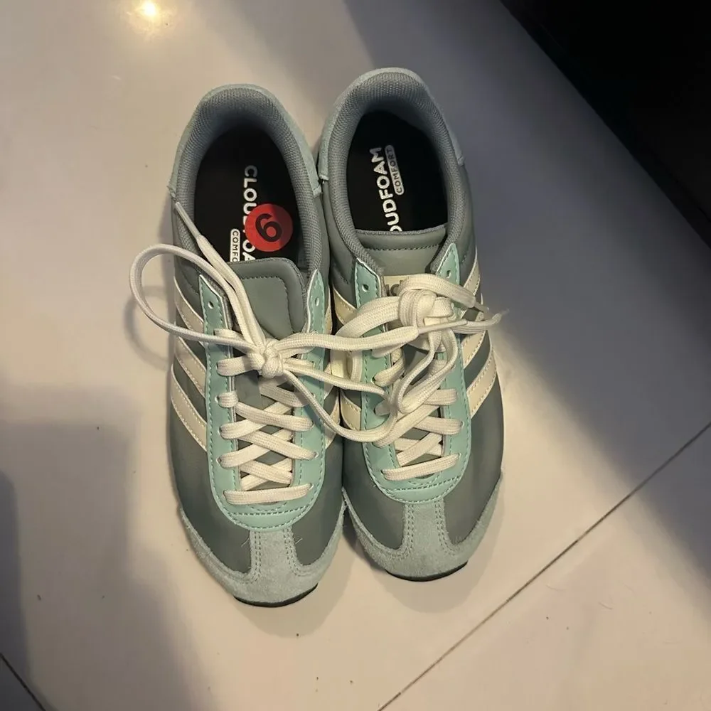 adidas Women's Athletic Shoes - Light Blue and White